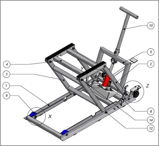 Hydraulic motorcycle lift — project photograph or illustration